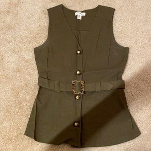 Olive green belted blouse